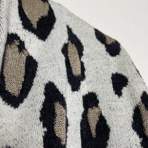 Ann Taylor Ombre Leopard Animal Print Pocketed Gold Metallic Cardigan Sz M - Picture 6 of 10